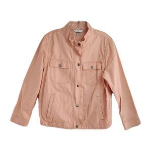 Christopher & Banks Petite Denim Jacket Women's Petite Large Light Pink Full-Zip
